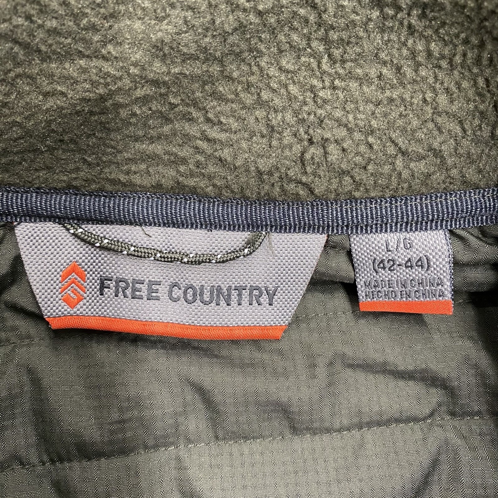 Free Country Men’s L Grid Fleece Jacket Dark Olive Gorpcore Hiking Outdoor Nwt — image 4 of 8